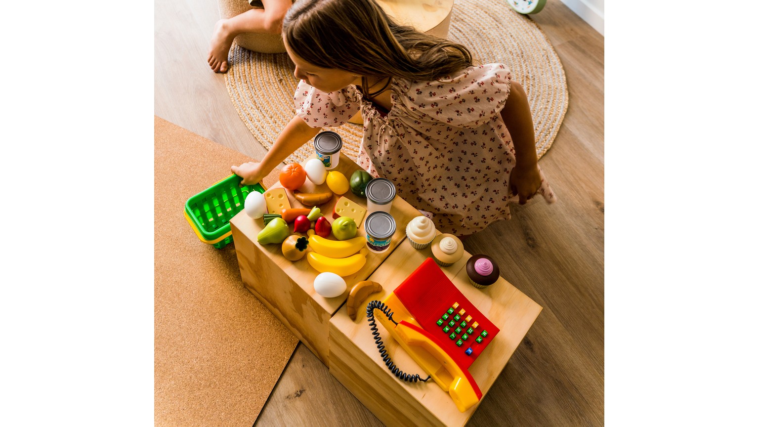 Classic købmandssæt med kasseapparat 42 dele